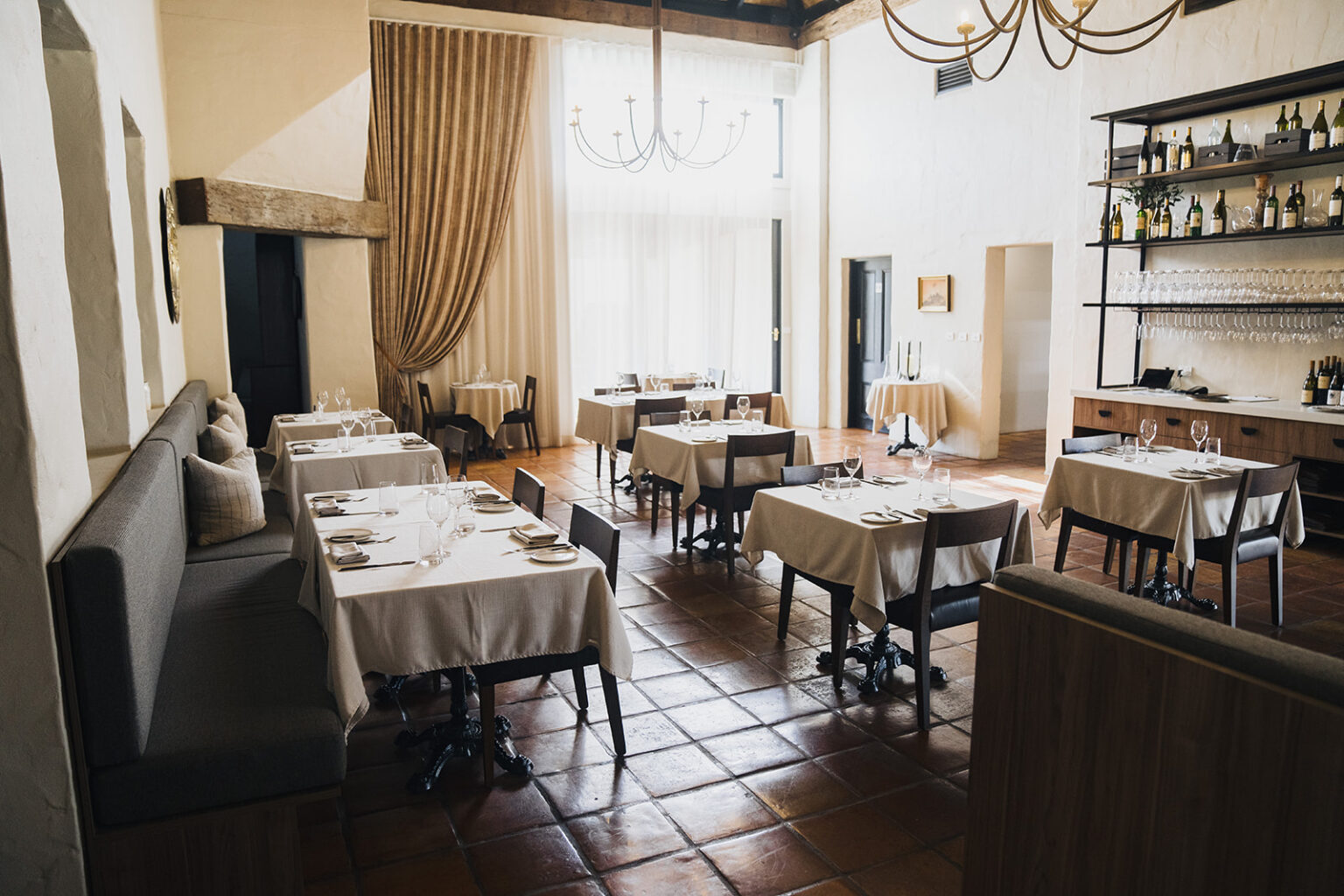 Tower Lodge dining room set for guests