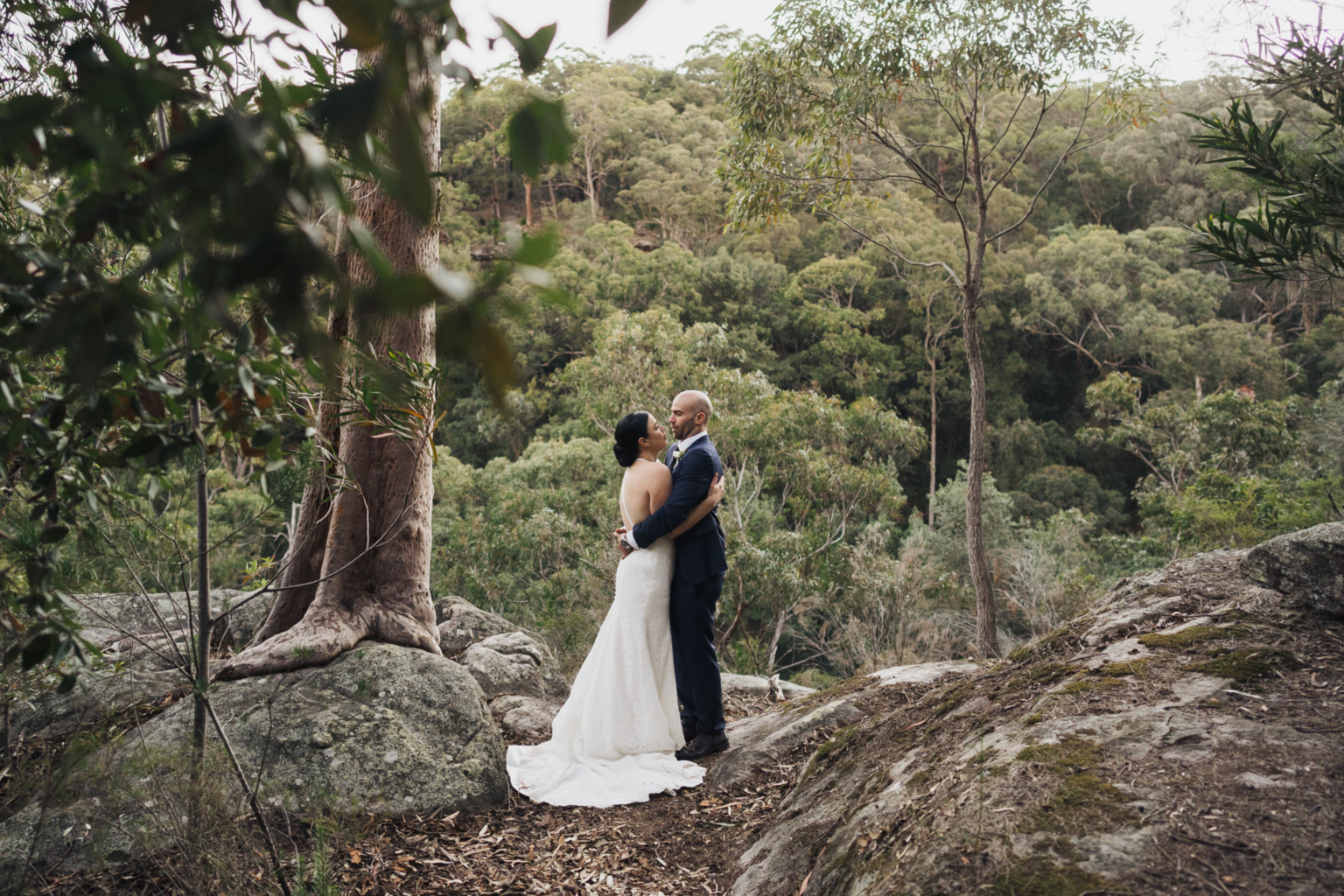 Couple embracing at The Forest Lookout at Spicers Sangoma Retreat