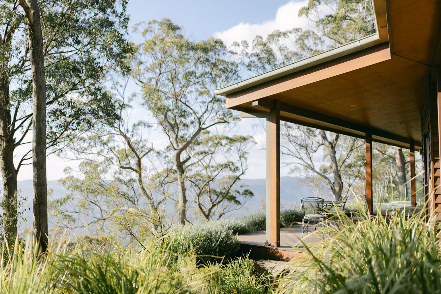 Lodge verandah overlooking the bushland