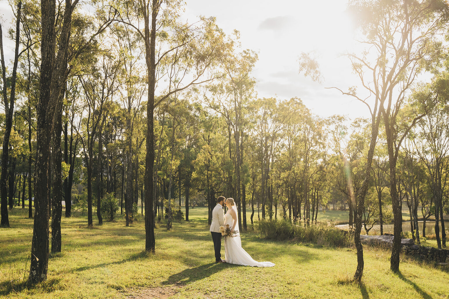 Couple among the gum trees at Spicers Guesthouse, Hunter Valley