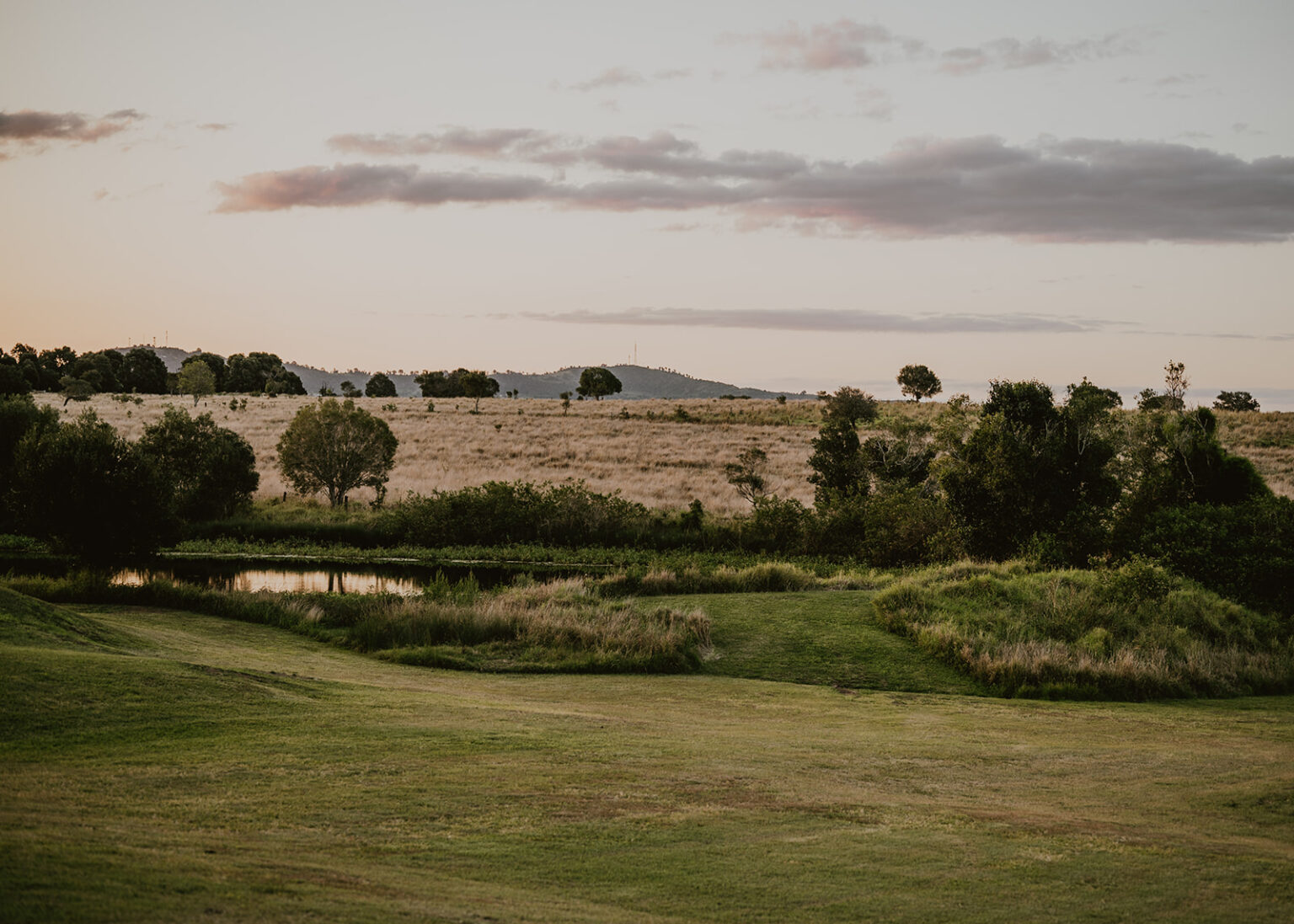 Rolling Scenic Rim countryside at sunset from Twigley Farm