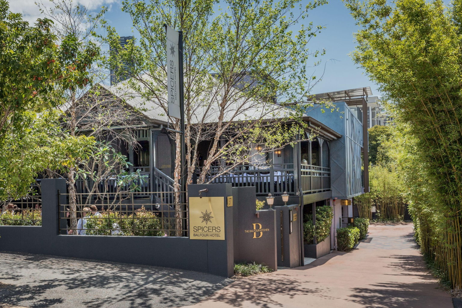 Street entrance of Spicers Balfour Hotel, New Farm