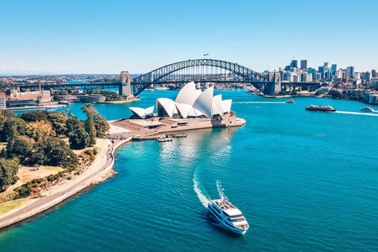 Sydney Opera House and Harbour Bridge from above