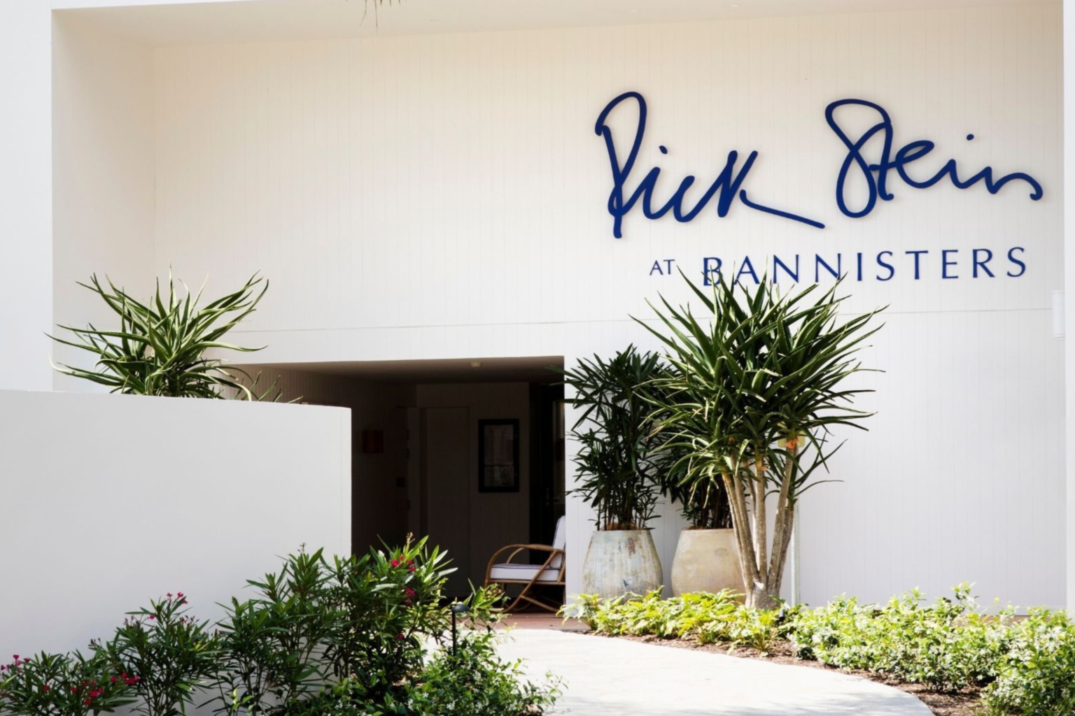 Rick Stein at Bannisters restaurant entrance