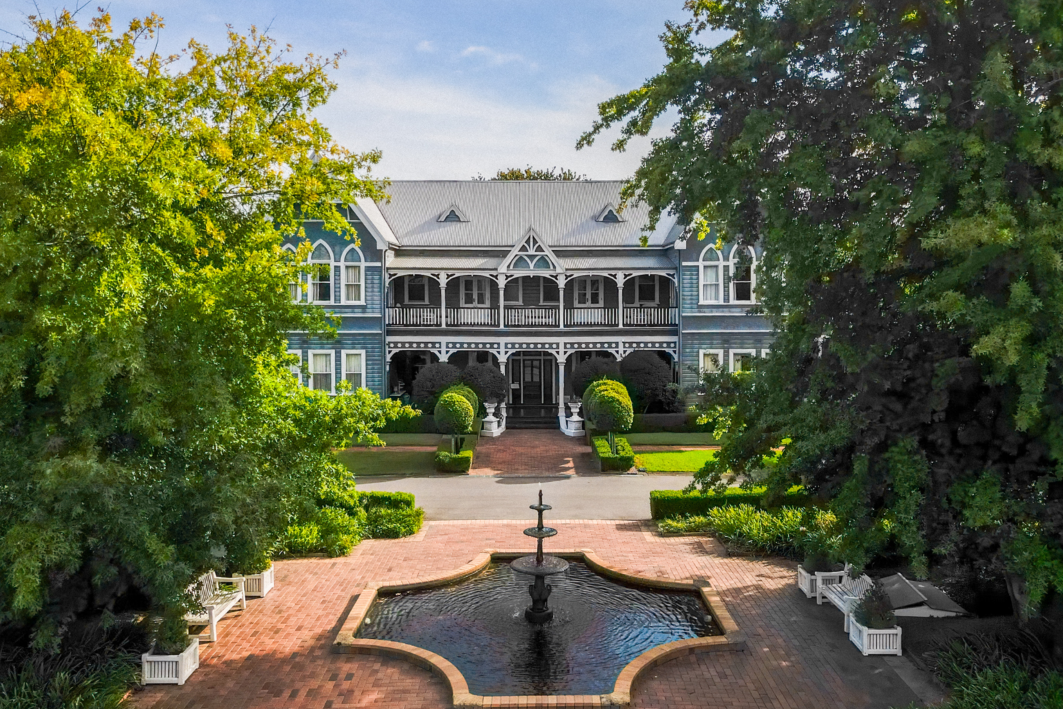 Circa Garden fountain and courtyard in front of The Convent