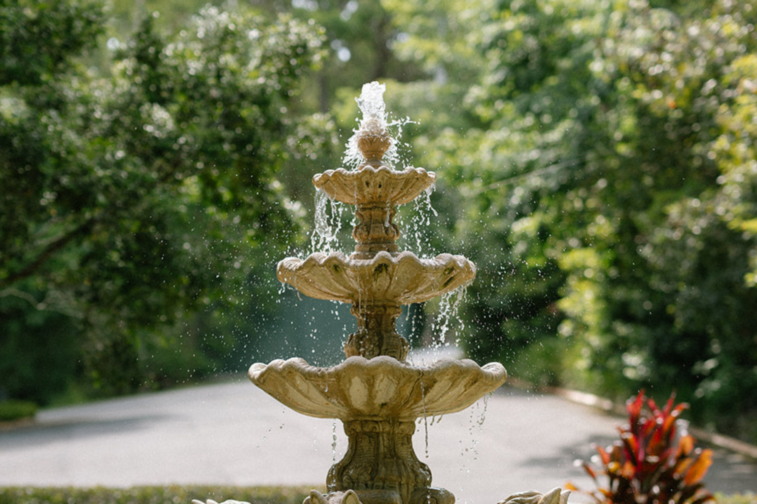 Tiered fountain in the gardens at Coolibah Downs, Mount Nathan