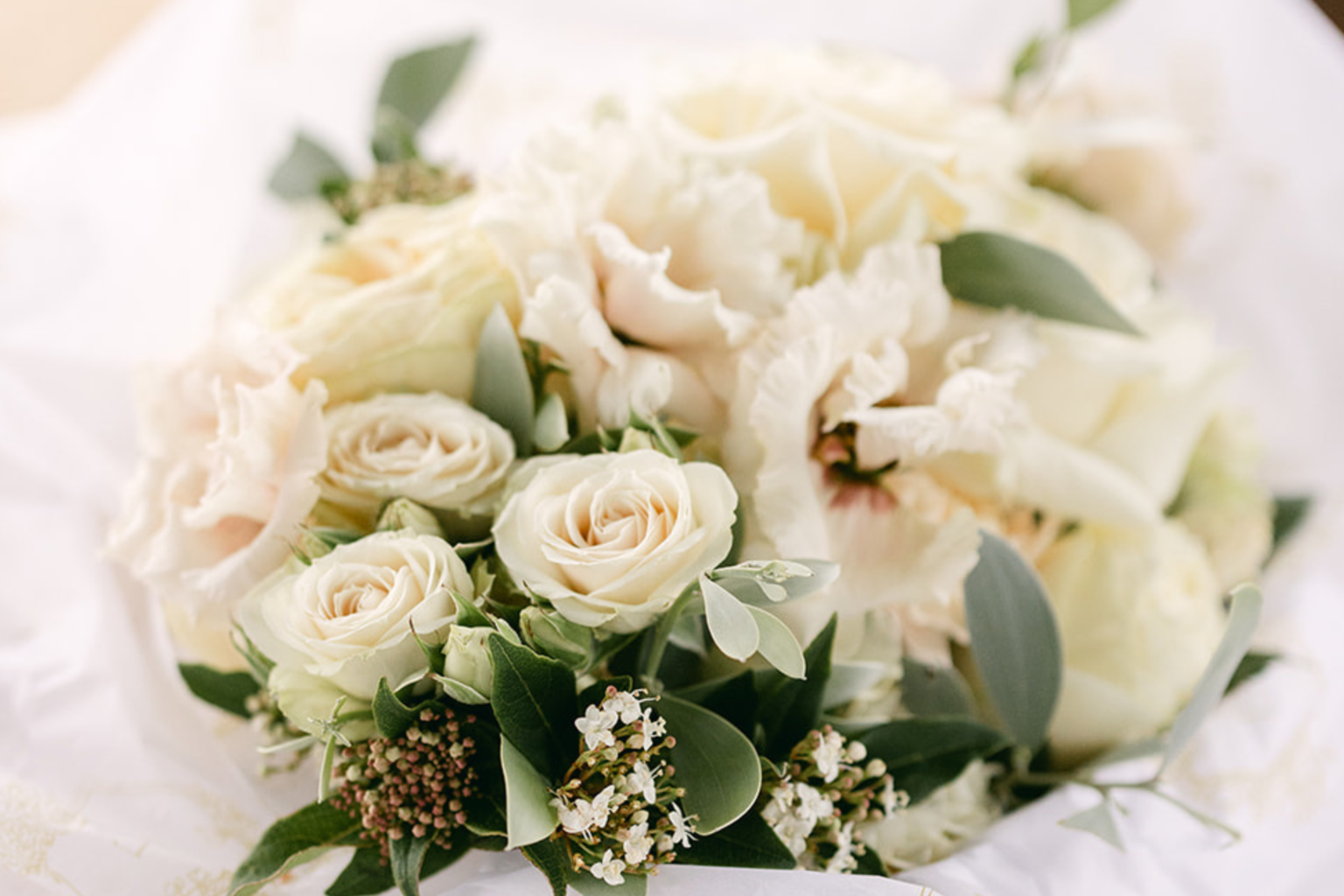 Bridal bouquet of cream roses